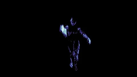 Seamless looping (loop) Isolated abstract man of glow lines dancing on a transpa Stock Footage 109056160