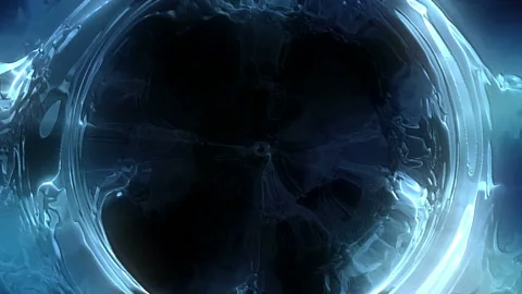 Seamless looping motion background features abstract blue flashing light effects Stock Footage 160605222