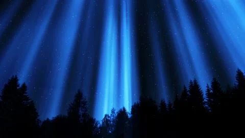 Seamless looping motion background features a forest silhouette and mystical Stock Footage 160669810