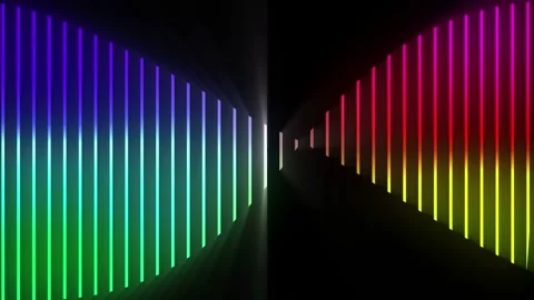 Seamless looping motion background shows glowing colors in a abstract stripes Stock Footage 160604149