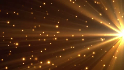 Seamless looping motion background shows glowing golden light rays and particles Stock Footage 160608942
