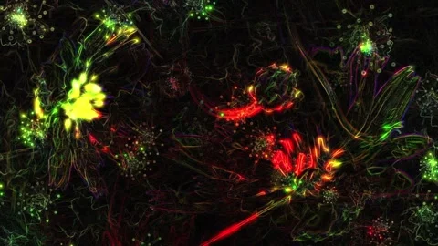 Seamless looping motion background shows flowers with glowing neon colors Stock Footage 160610367
