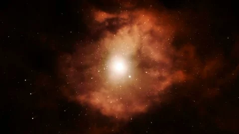 Seamless looping motion background shows a flight through outer space towards a Stock Footage 160611709