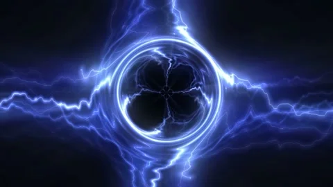 Seamless looping motion background shows abstract blue energy structures with Stock Footage 160657839