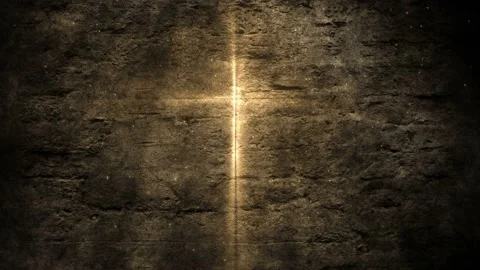 Seamless looping motion background shows a glowing christian cross on a dark Stock Footage 160658212