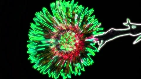 Seamless looping motion background shows a glowing tussilago flower and changing Stock Footage 160658964