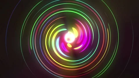 Seamless looping motion background shows a glowing colorful circles design Stock Footage 160660891