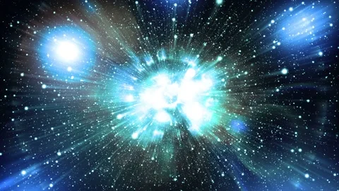 Seamless looping motion background shows a glowing deep space scenery and energy Stock Footage 160662137