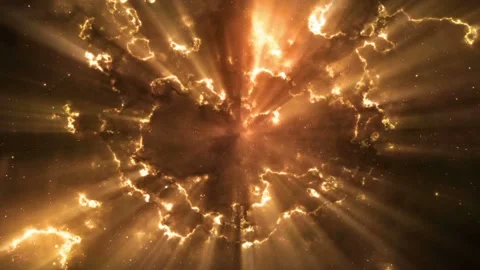 Seamless looping motion background shows powerful abstract energy in deep space Stock Footage 160666197