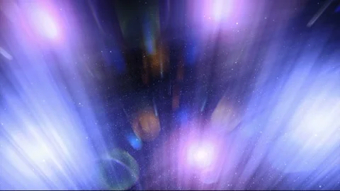 Seamless looping motion background shows glowing purple lights and particles Stock Footage 160672357