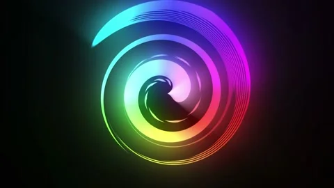 Seamless looping motion graphic clip shows a rotating abstract design in glowing Stock Footage 160668203