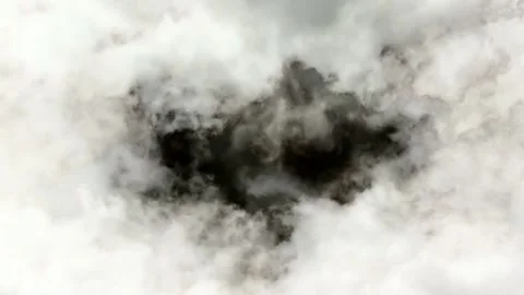 Seamless looping motion graphic features animated white clouds flying towards Stock Footage 160671881