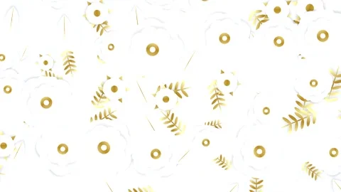 Seamless looping motion graphic of gold and white floral pattern Stock Footage 346234750