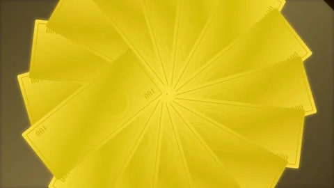 Seamless looping motion graphic of golden money bills spinning Stock Footage 345285611