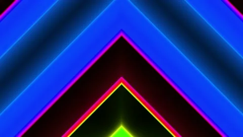 Seamless looping motion graphic shows glowing colorful neon light in a Stock Footage 160667003