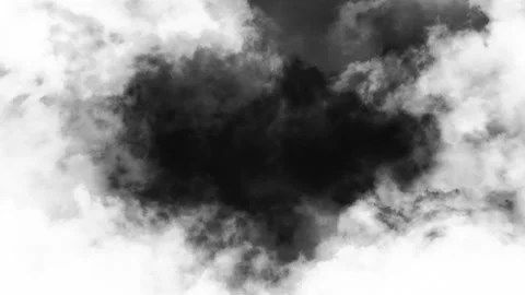 Seamless looping motion graphics shows smoky black clouds on white background Stock Footage 160671631