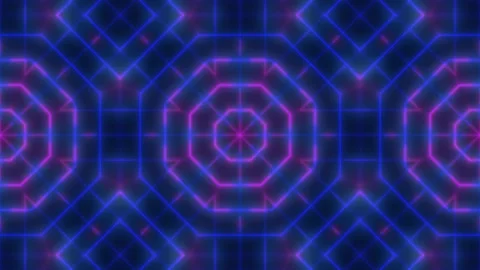 Seamless looping neon kaleidoscope background Video stock 345814577