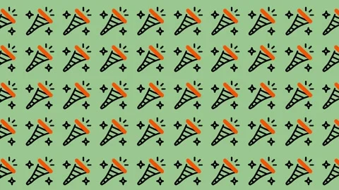 Seamless looping party popper pattern animation on mint green background. Stock Footage 325389689