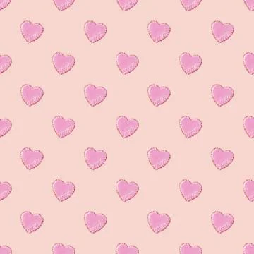 Seamless looping pattern with heart shaped cookies decorated by white glaze o 스톡 사진