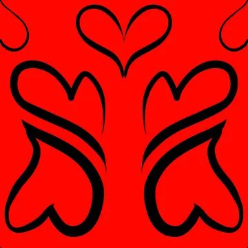 Seamless looping pattern of hearts on a red background. Illustrazione stock