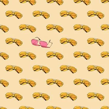 Seamless looping pattern with yellow sunglasses on a pastel color background. Stock Photos