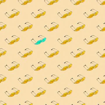 Seamless looping pattern with yellow sunglasses on a sand color background. h Stock Photos