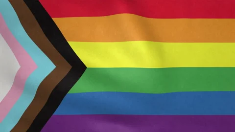 Seamless looping Progress Pride flag, 50fps Stock Footage 205411841