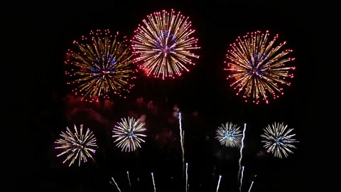 Seamless looping of real fireworks background during new year's eve countdown Stock Footage 166998454