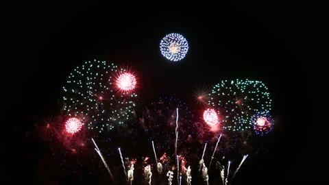 Seamless looping of real fireworks background during new year's eve countdown Stock Footage 166998578