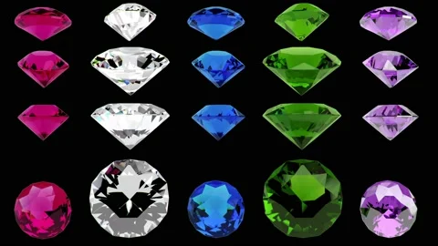 Seamless Looping realistic 3D gem, diamond and green emerald rotation Stock Footage 230893271