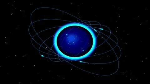 Seamless Looping Sci-Fi Planet Earth Video Background with Glowing Orbital .. Stock Footage 344710191