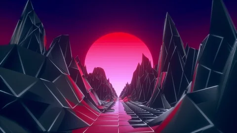 Seamless looping Sci-fi technological vaporwave and synthwave scene. Stock Footage 121354757