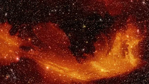 Seamless looping stars and orange clouds of gas Stock Footage 84577257