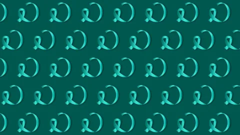 Seamless Looping Teal Awareness Ribbons Background for Healthcare Support C.. 動画素材 340135105
