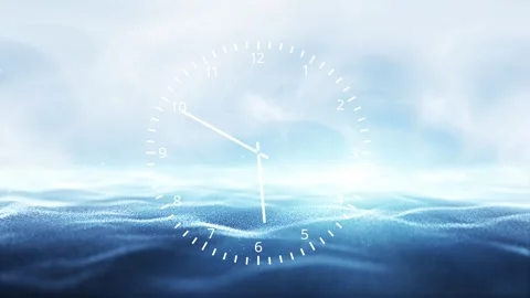 Seamless looping time clock with seascape animation Stock Footage 337231561