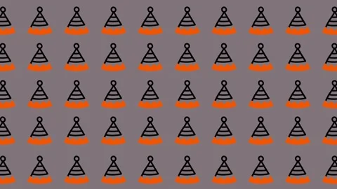 Seamless looping traffic cone pattern animation on gray background. Stock Footage 325389676
