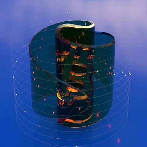 Seamless Looping of a Transformed Bitcoin Animation Vídeo Stock 247986665