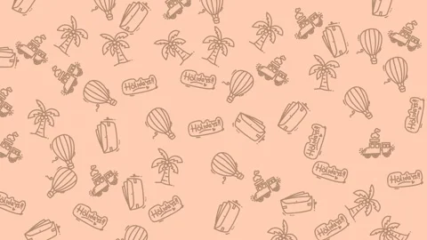 Seamless Looping Travel Pattern with Holiday Icons and Symbols 스톡 동영상 328581908