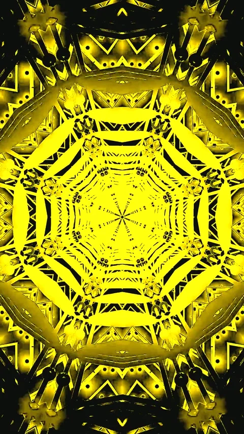 Seamless looping tunnel video vj loop screensaver with vibrant yellow patte.. Stock Footage 321563361