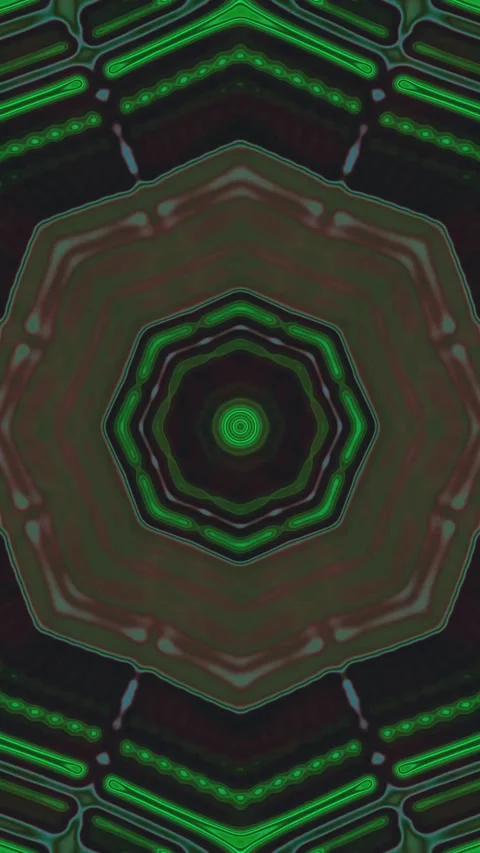 Seamless looping tunnel video vj loop screensaver with vivid green geometri.. Stock Footage 321570923