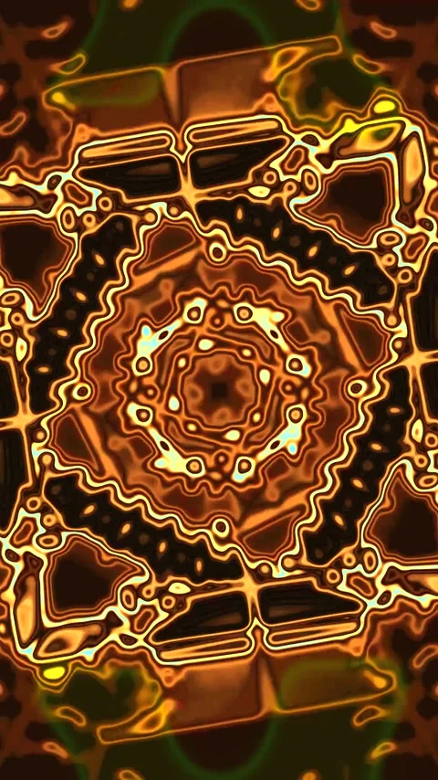 Seamless looping tunnel visual experience with orange and gold patterns Stock Footage 321573189