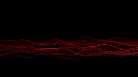 Seamless Looping Video 4K. Abstract Digital Dynamic Particle Red Waves Stock Footage 332066129