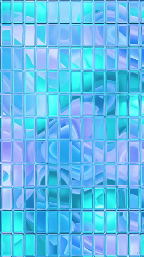A seamless looping video features fluid cyan and purple motion behind a rect Stock Footage 338015757