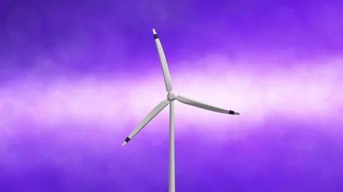 Seamless looping windy sky with wind turbine plant rotation Stock Footage 340238611