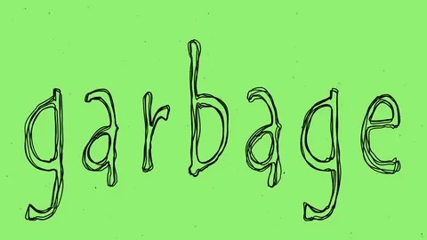 Seamless looping word garbage. animated text written in pencil on a green screen Stock Footage 84464445