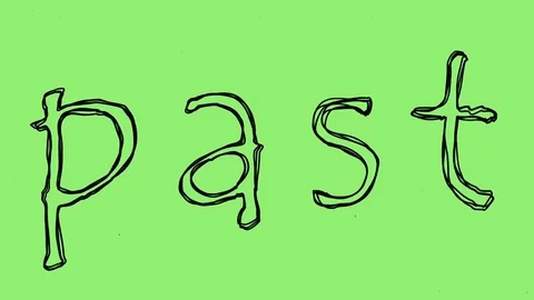 Seamless looping word past. animated text written in pencil on a green screen Stock Footage 84418149