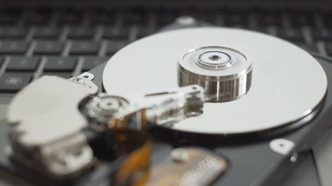 Seamless looping of working head of disassembled hard drive. Stock Footage 90460800