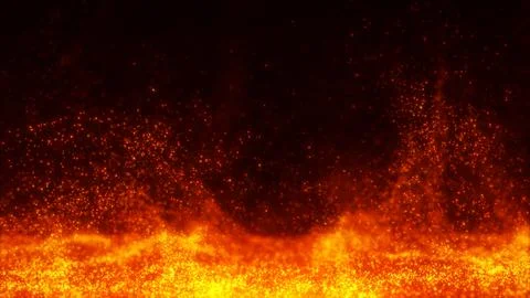 Seamless Loops Burning red hot fire particles. Glowing sparks on a black back Stock Illustration