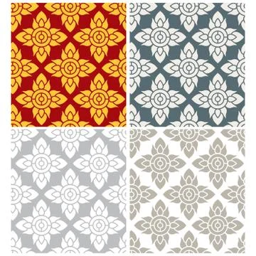 Seamless lotus flower pattern in thai style Stock Illustration