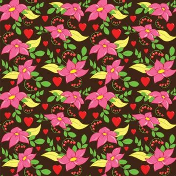 Seamless Love Flower Pattern Stock Illustration